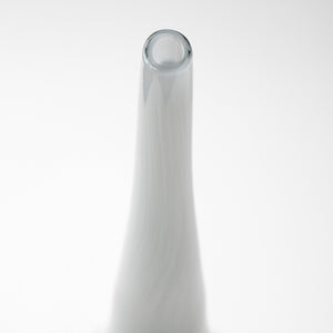 21" Blue Gray and Taupe Handblown Spun Glass Vase