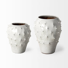 11" White Abstract Cylinder Ceramic Table Vase