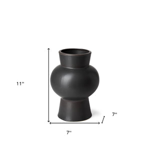 11" Black Abstract Cylinder Ceramic Table Vase