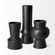 11" Black Abstract Cylinder Ceramic Table Vase