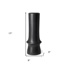 17" Black Abstract Cylinder Ceramic Table Vase
