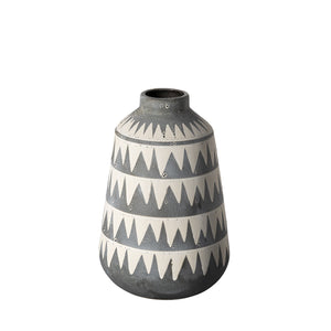 10" Gray And Ivory Abstract Cylinder Ceramic Table Vase
