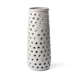 19" White Abstract Cylinder Ceramic Table Vase