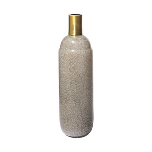 15" Brown Abstract Cylinder Crystal Glass Table Vase