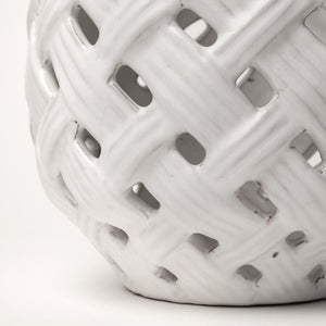 8" White Abstract Cylinder Ceramic Table Vase