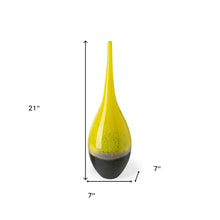 21" Yellow Abstract Cylinder Crystal Glass Table Vase