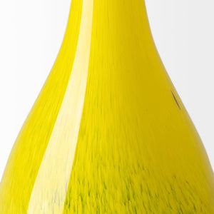 21" Yellow Abstract Cylinder Crystal Glass Table Vase