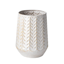 9" White Abstract Cylinder Metal Table Vase