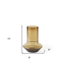 10" Golden Brown Abstract Cylinder Crystal Glass Table Vase