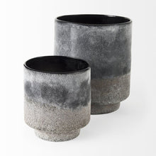 9" Brown And Black Abstract Cylinder Ceramic Table Vase