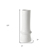 17" White Abstract Cylinder Ceramic Table Vase