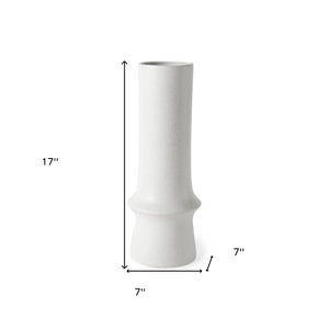 17" White Abstract Cylinder Ceramic Table Vase