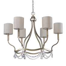Margaret 6-Light Washed Gold Chandelier With Fabric Shades And Crystal Accents