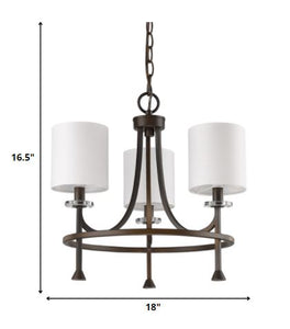 Kara 3-Light Oil-Rubbed Bronze Chandelier With Fabric Shades And Crystal Bobeches