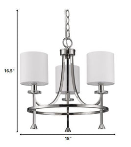 Kara 3-Light Polished Nickel Chandelier With Fabric Shades And Crystal Bobeches