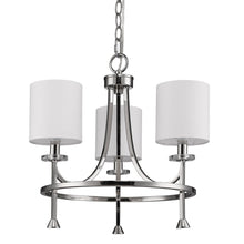 Kara 3-Light Polished Nickel Chandelier With Fabric Shades And Crystal Bobeches