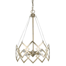 Nora 4-Light Washed Gold Drum Pendant With Abstract Open-Air Cage Shade
