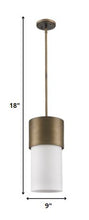 Midtown 1-Light Raw Brass Pendant With Frosted Glass Shade