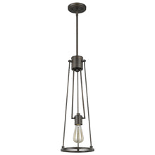 Jade 1-Light Oil-Rubbed Bronze Pendant With Vertical Structural Frames