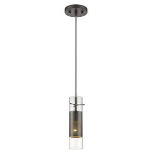 Glass and Bronze Mesh Shade Hanging Light