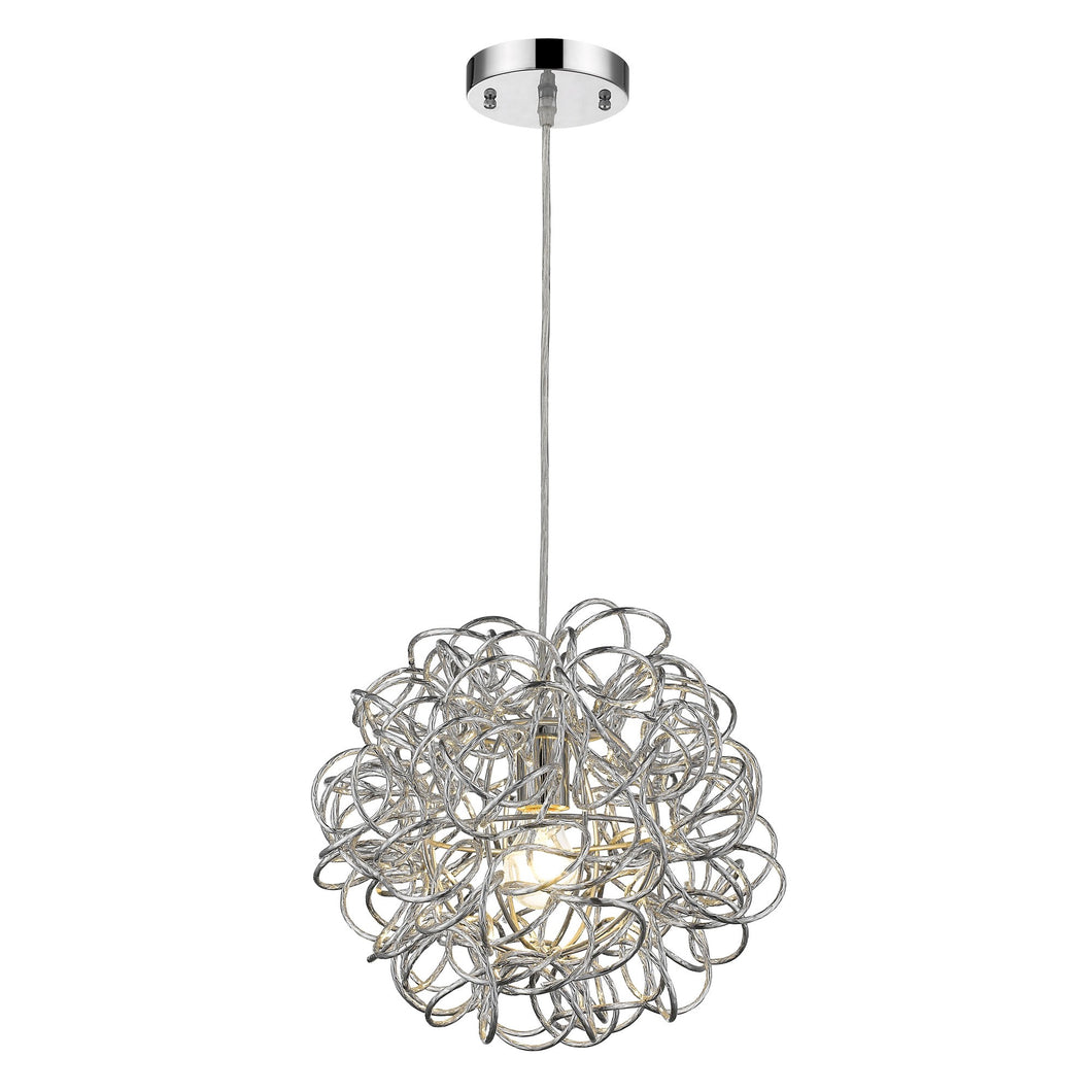 Mingle 1-Light Polished Chrome Pendant With Faceted Chrome Aluminum Wire Shade