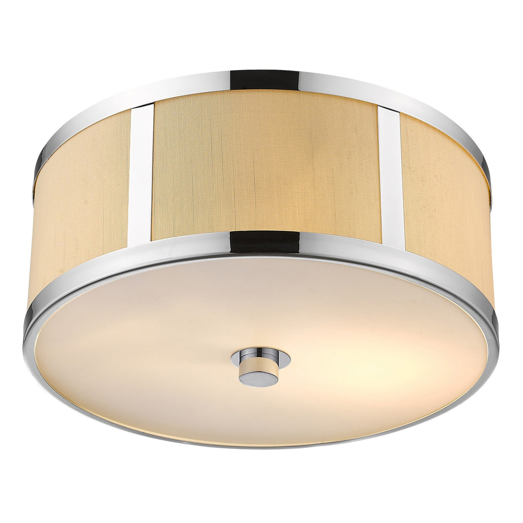 Butler 2-Light Polished Chrome Pendant With Coarse Cream Linen Shade And Opal Acrylic Diffuser