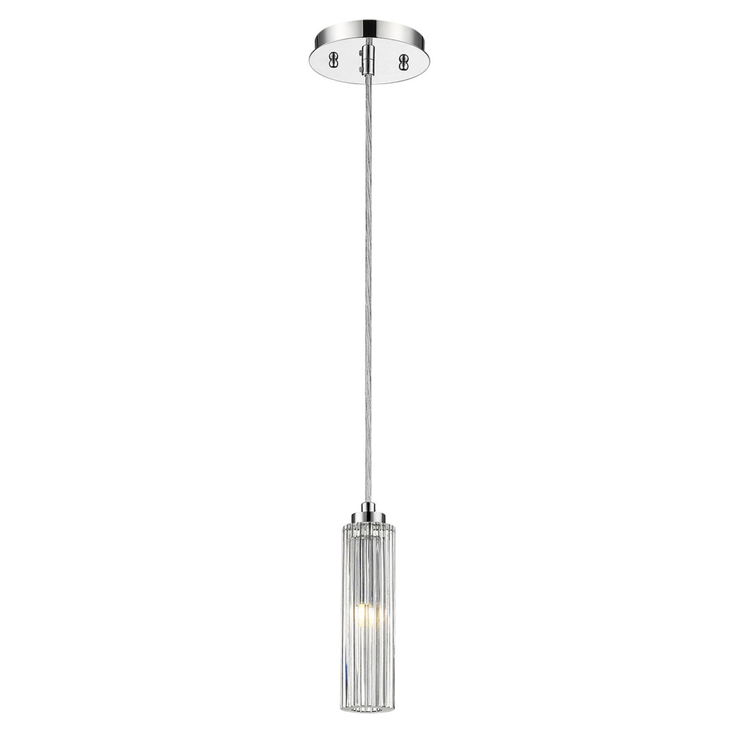Solo 1-Light Polished Chrome Pendant With Multi-Faceted Round Crystal Shade