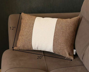 12" X 20" Brown and White Striped Lumbar Throw Pillow