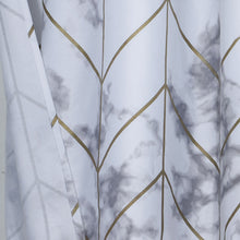 Silver Marble and Geo Pattern Shower Curtain