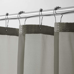 Gray Sheer and Grid Shower Curtain and Liner Set
