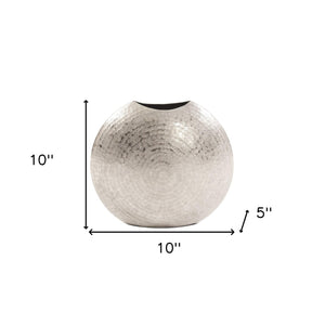 10" Silver Cylinder Aluminum Table Vase
