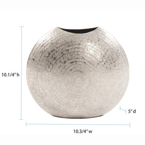 10" Silver Cylinder Aluminum Table Vase