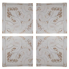Set of Four White Wood Square Framed Art
