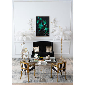 44" Silver And Gold Aluminum Branches And Birds Hanging Dimensional Sculpture