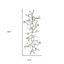 44" Silver And Gold Aluminum Branches And Birds Hanging Dimensional Sculpture