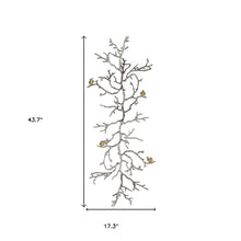 44" Silver And Gold Aluminum Branches And Birds Hanging Dimensional Sculpture