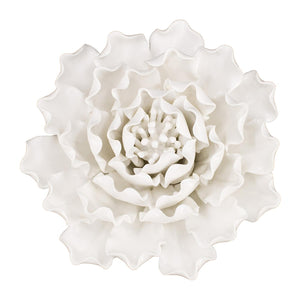 6" Off White Ceramic Flower Hanging Dimensional Sculpture