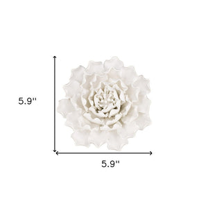 6" Off White Ceramic Flower Hanging Dimensional Sculpture
