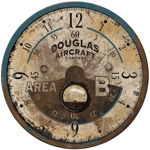 15" Vintage Teal Aviator's Wall Clock