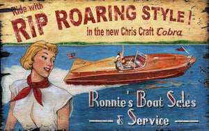 Vintage Style Boat Advertisement Wall Art