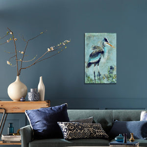 Blue Watercolor Heron Wall Art