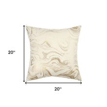 20" X 20" Gold and Ivory Swirl Cotton Zippered Pillow