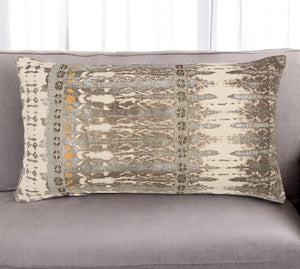 Gray Beige Tribal Distressed Lumbar Pillow