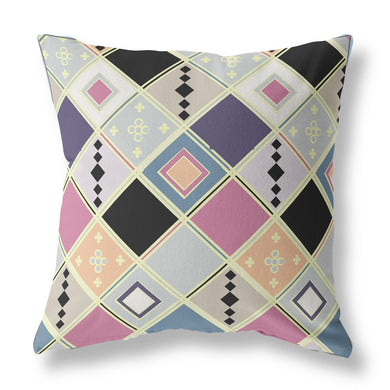 16” Pink Gold Tile Indoor Outdoor Zippered Throw Pillow
