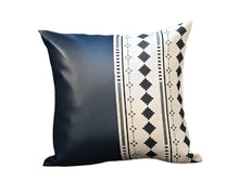 Set of Four 17" White Diamond Fabric and Faux Leather Throw Pillow Covers