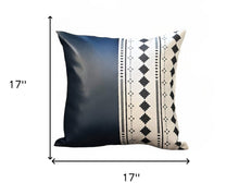 Set of Four 17" White Diamond Fabric and Faux Leather Throw Pillow Covers