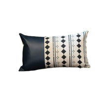 Set of Four 12" X 20" Navy Blue Diamond Faux Leather Lumbar Throw Pillows