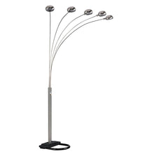 84" Gold Five Light Arc Floor Lamp With Brass Metal Dome Shade