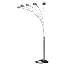 84" Gold Five Light Arc Floor Lamp With Brass Metal Dome Shade