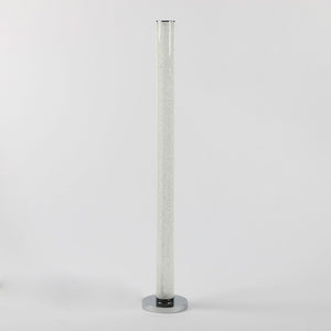 49" White Metal LED Column Floor Lamp With Clear Acrylic Drum Shade
